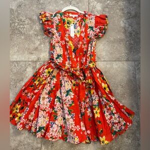 Olivaceous Red Floral Mini Dress